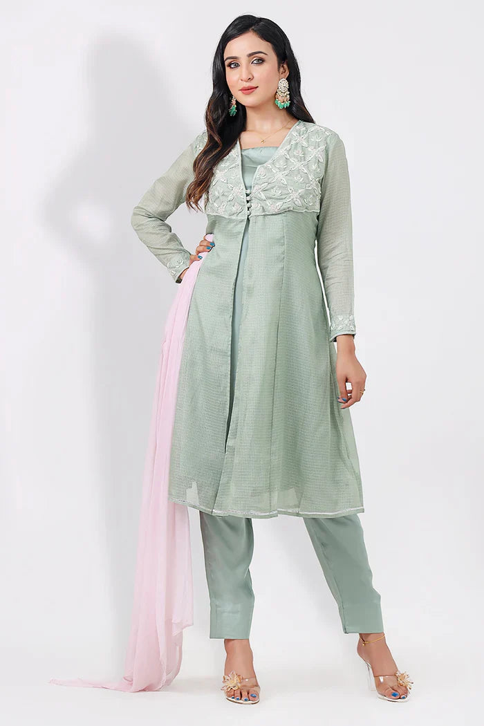 Zardozi Worked Anarkali Set
