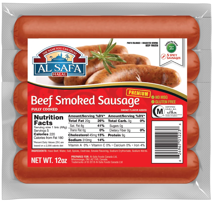 Al Safa Beef Smoked Spicy Sausage 12 oz