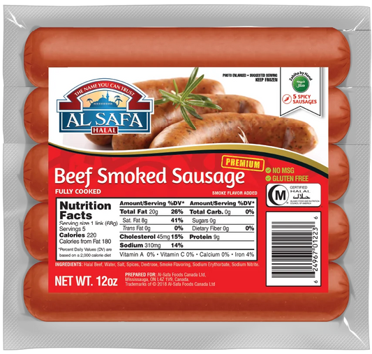 Al Safa Beef Smoked Spicy Sausage 12 oz