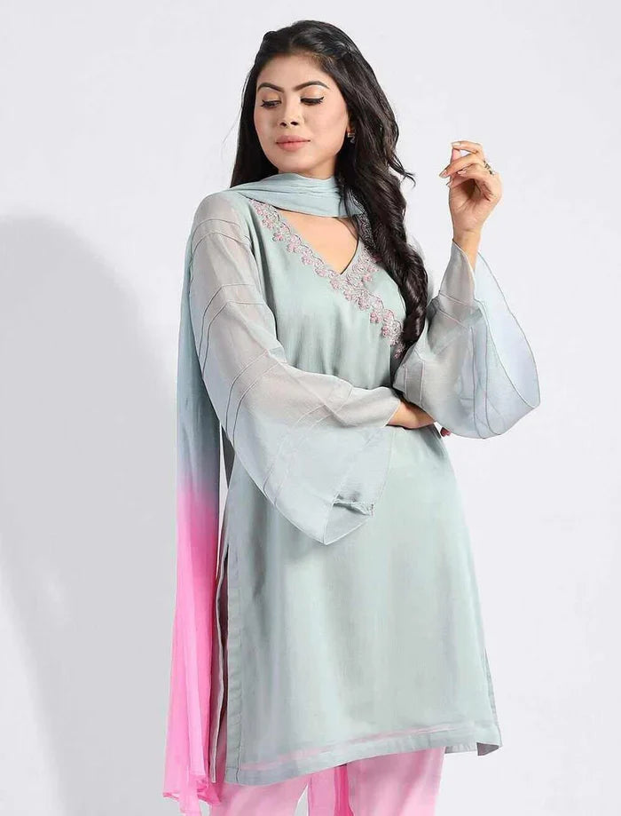 Zardozi Worked Kurti With V Neck
