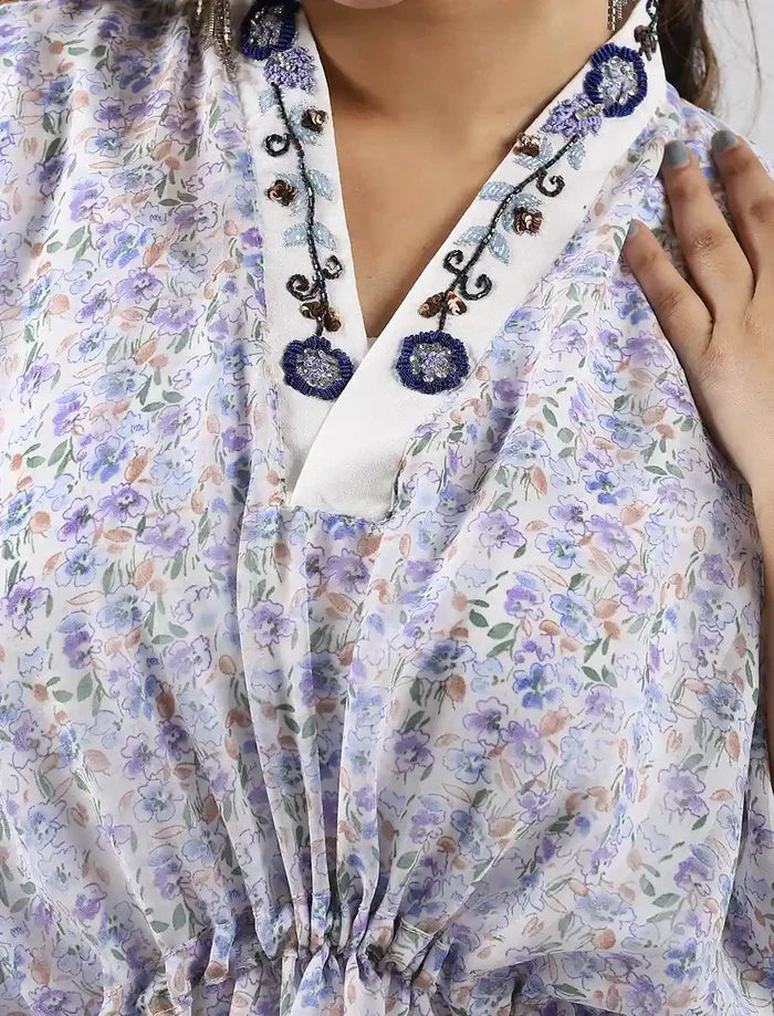 Zardozi Worked Printed Kimono