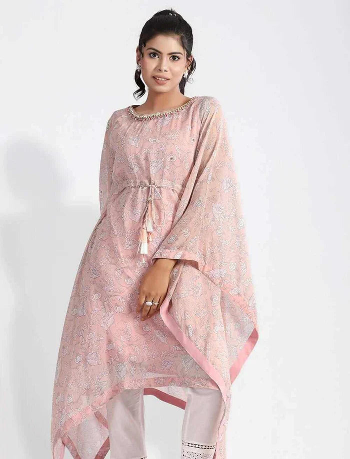 Printed Kaftan with Zardozi Work