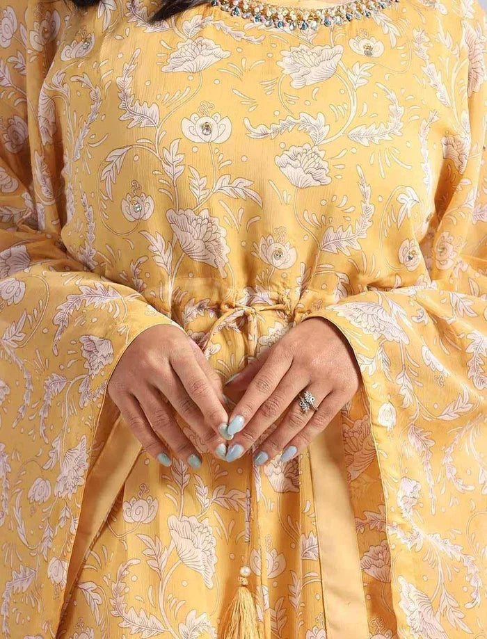 Printed Kaftan with Zardozi Work