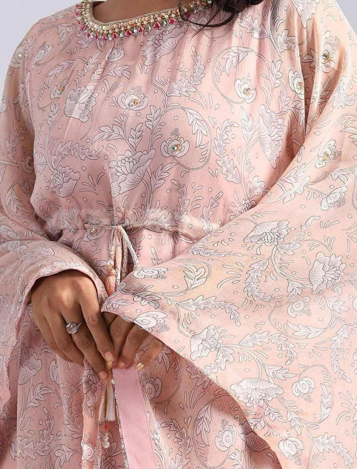 Printed Kaftan with Zardozi Work