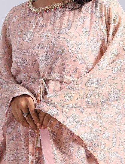 Printed Kaftan with Zardozi Work