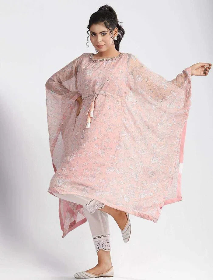 Printed Kaftan with Zardozi Work