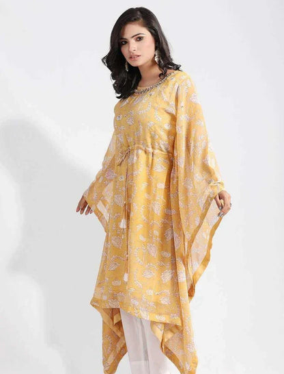 Printed Kaftan with Zardozi Work