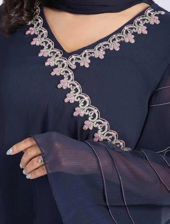Zardozi Worked Kurti With V Neck