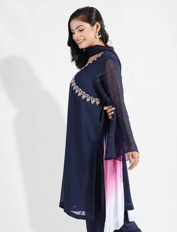 Zardozi Worked Kurti With V Neck